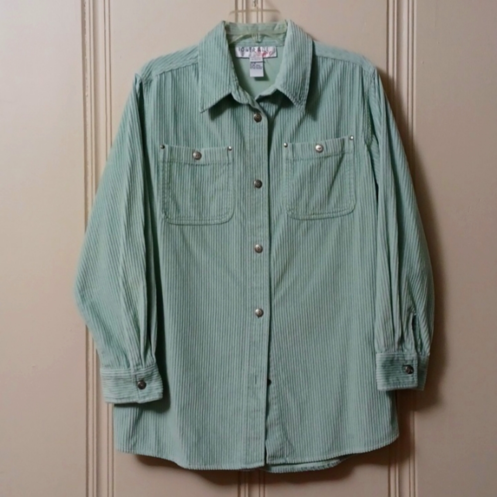 Tower Hill Sport - Light Green Corduroy Jacket 100% Cotton EUC Women's 14